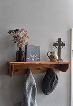 Handmade Wooden Peg Shelf | Rustic Entryway Organizer