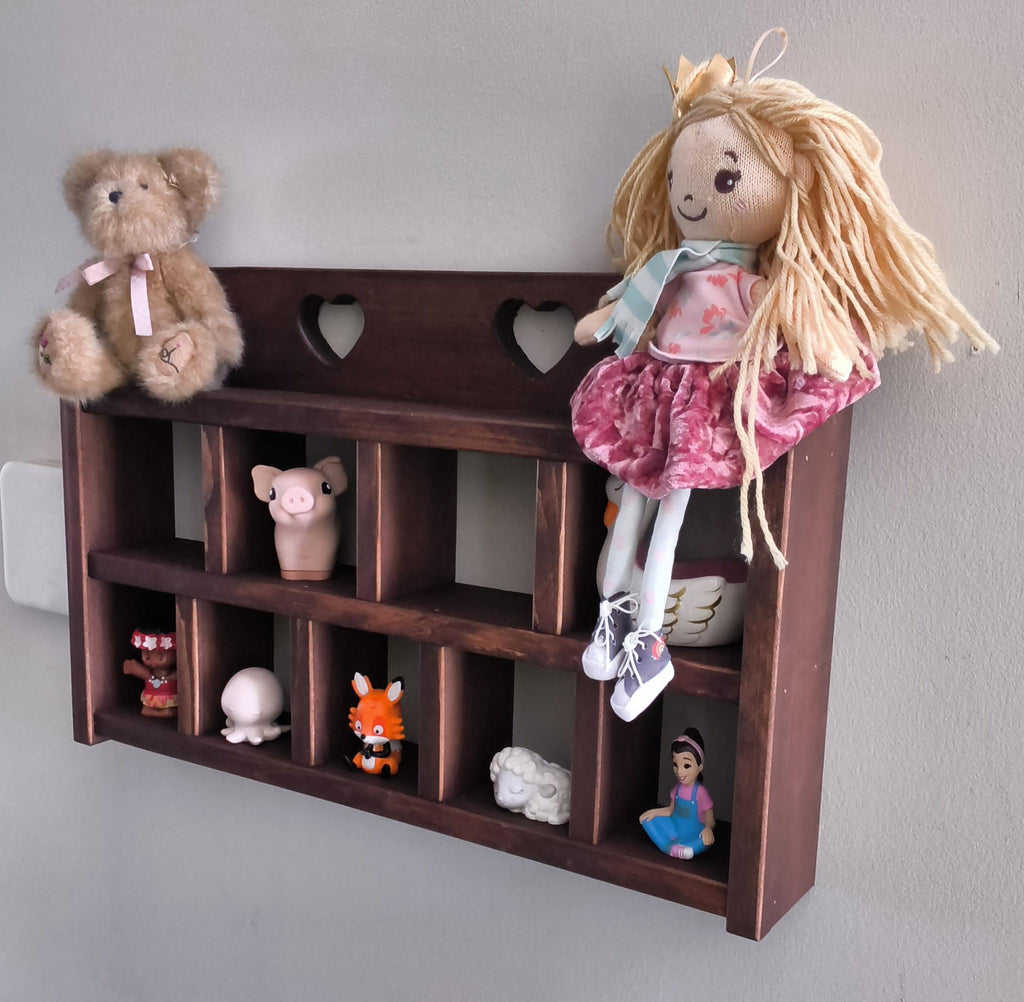 Handmade Heart Cutout Trinket Shelf | Vintage-Inspired Wood Display