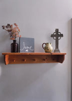 Handmade Wooden Peg Shelf | Rustic Entryway Organizer