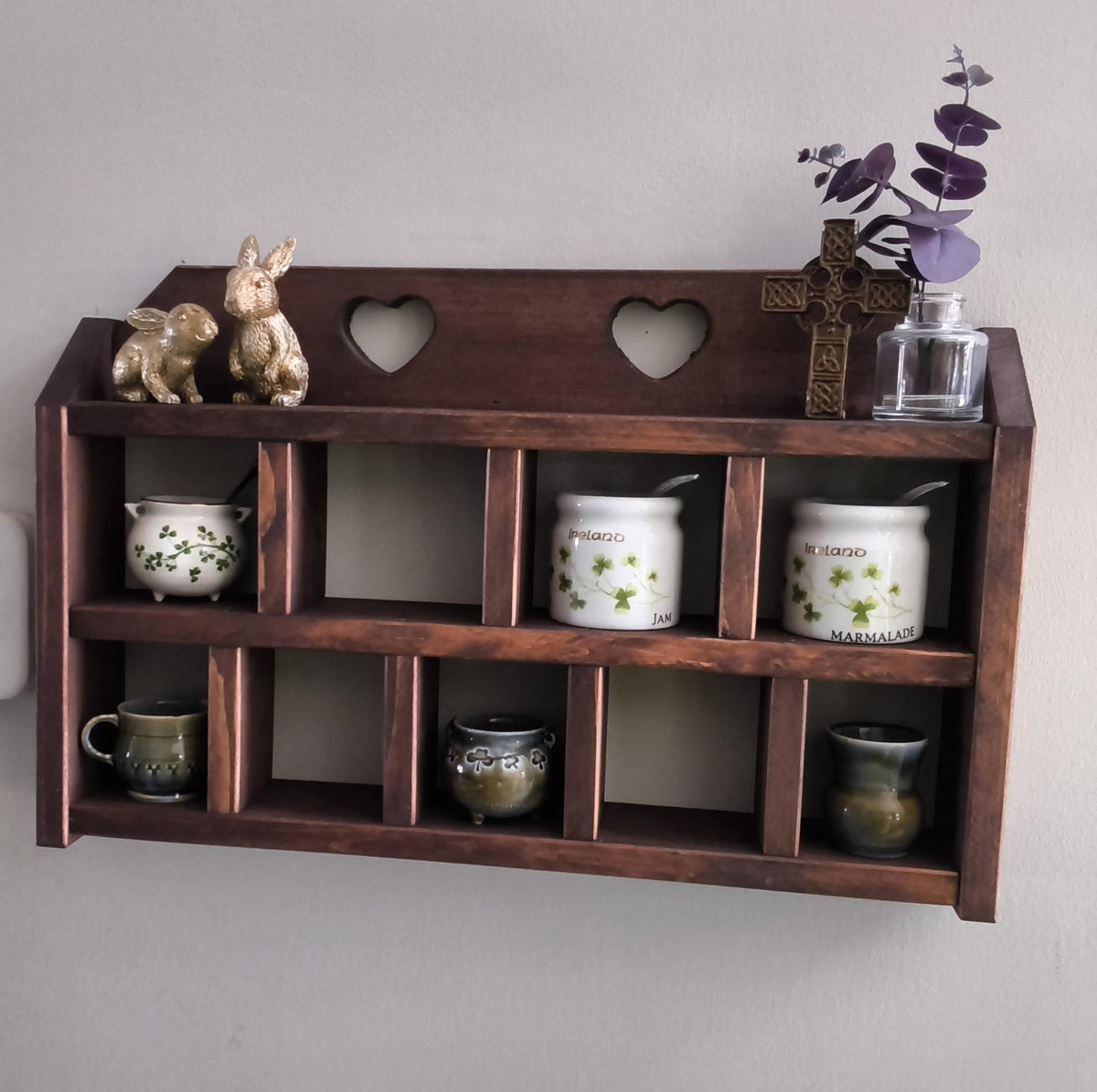 Handmade Heart Cutout Trinket Shelf | Vintage-Inspired Wood Display