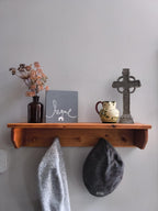 Handmade Wooden Peg Shelf | Rustic Entryway Organizer