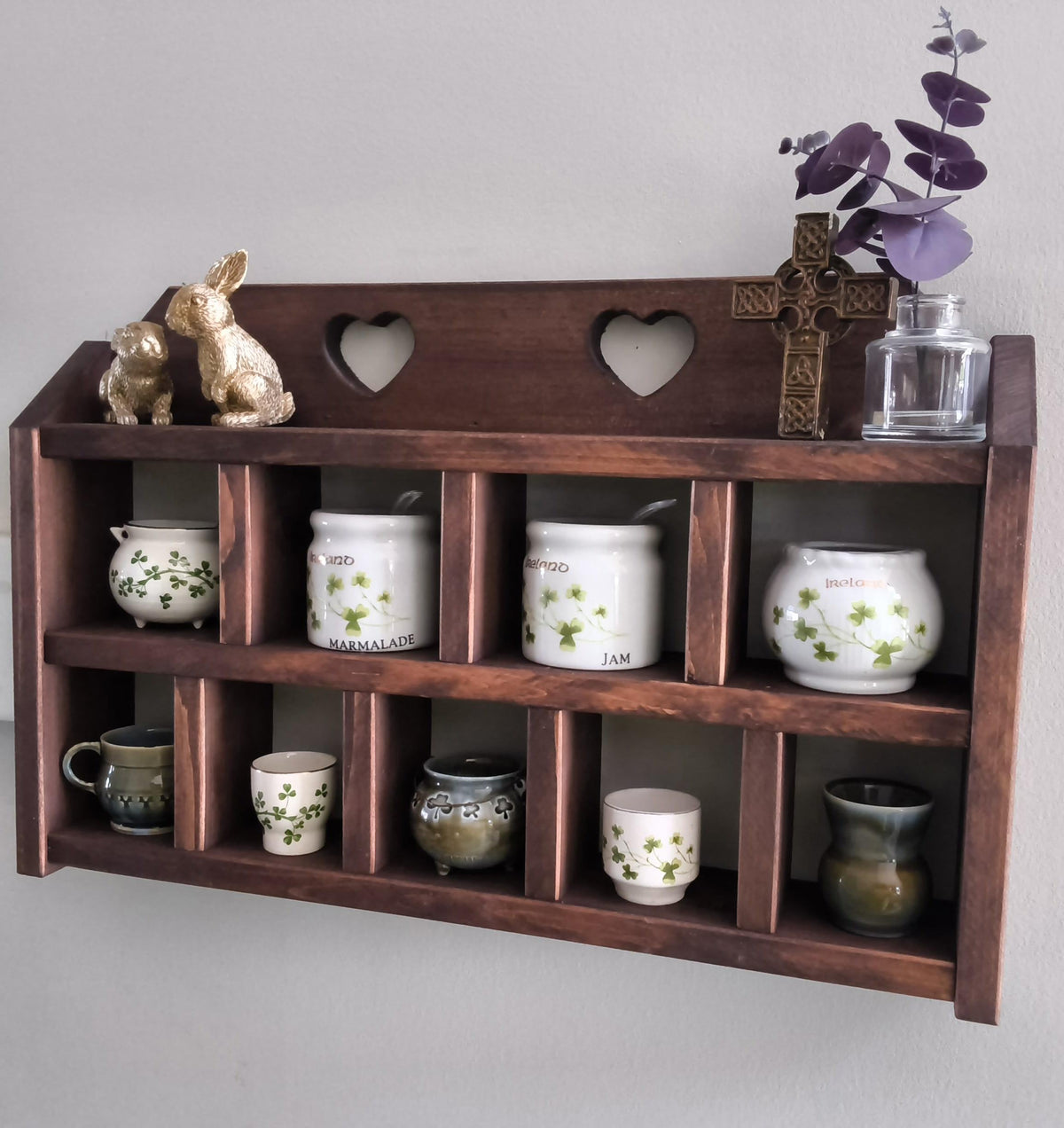 Handmade Heart Cutout Trinket Shelf | Vintage-Inspired Wood Display